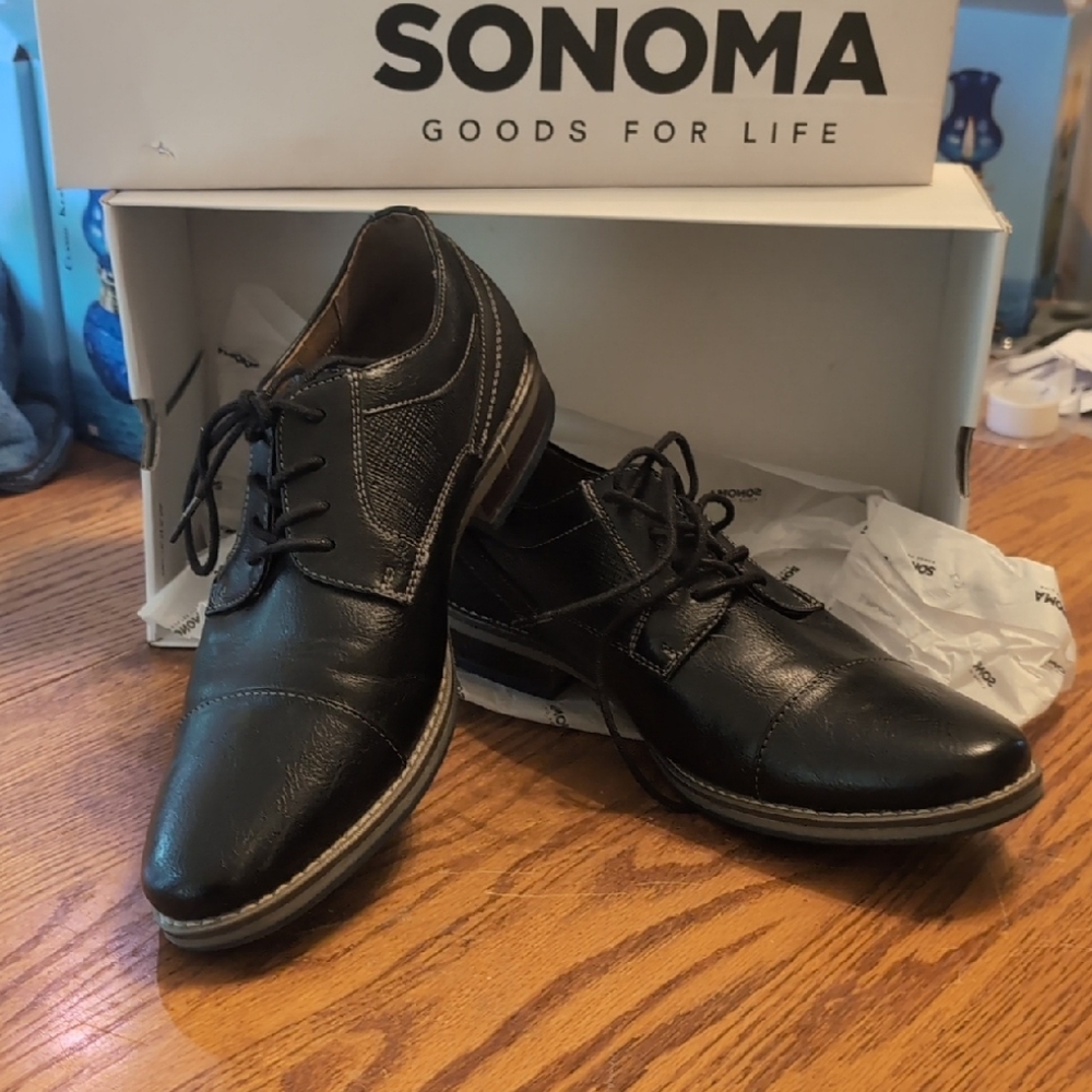 Sonoma Men's Black Leather Derbys